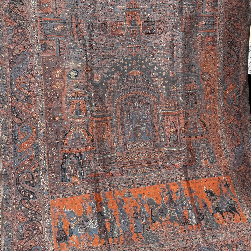 Mughal Inspired Design , Gold Thread Work ,Fine Quality ,Pure Pashmina, Kani Sha View 4